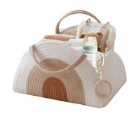 WIYETY Panier d'organisation de table à langer pour bébé : organisateur de couches en coton tissé avec poignées, organisateur de sac à langer pratique, panier de rangement polyvalent bébé pour la
