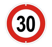 WIYETY Panneau de signalisation, en aluminium, 30 km/h : panneau de signalisation, diamètre : 30 cm, montage extérieur pour routes et parkings, aluminium/30 cm