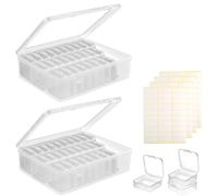 WIYETY Petit Organisateur de perles: 60 Pièces Petite Boite Rangement Perle Transparente con 2 Pièces Grande Boîte Rectangulaires et 4 Autocollants, Mini Organisateur pour Perles Strass Petits Objets