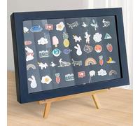WIYETY Pin's Vitrine avec support : boîtes de présentation en émail boîte d'ombrage, boîte de rangement pour épinglettes, aiguilles de collection, médailles (noir, 28 x 20 x 4,8 cm)