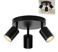 WIYETY Plafonnier LED à 3 ampoules : plafonnier rond en aluminium orientable GU10 plafonnier moderne, pour salon, chambre à coucher, cuisine, bureau (sans ampoule)