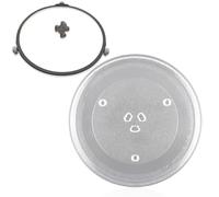 WIYETY Plateau tournant universel en verre pour micro-ondes, plaque tournante, 31,5 cm, avec support d'assiette, plaque en verre pour micro-ondes, plaque tournante, assiette en verre pour micro-ondes