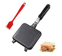 WIYETY Poêle à frire double face en aluminium avec revêtement antiadhésif et poignée résistante - Poignée de verrouillage pour poêle à crêpes amovible