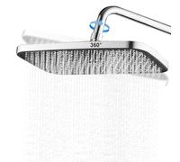 WIYETY Pommeau de douche à effet pluie de 30 cm : pommeau de douche réglable à 360 °, pommeau de douche rectangulaire surélevé de pression à effet pluie pour salle de bain - argenté - 31 x 21 cm