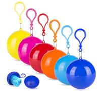 WIYETY Poncho De Pluie d'urgence en Ball: Pack De 6, Poncho Portable PE, Imperméable en Plastique, pour Camping, Voyage & Plein Air (Rouge, Bleu Ciel, Orange, Jaune, Rose Foncé, Bleu Foncé)