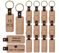 WIYETY Porte Clés En Bois: 16 Pièces Porte Clés En Bois Naturel Porte CléS Peut êTre Gravé de Bricolage Bricolage Vierge Porte Clés Bois Brut porte Clés vierges en Bois pour Dessin, Décoration