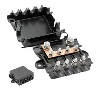 WIYETY Porte-fusibles : boîte à fusibles avec boulons de sécurité pour 1 x Mega + 4 x fusibles MIDI, boîtier PA66, 30-250 A, 12-36 V, boulons de raccordement M6/M8