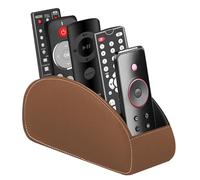 WIYETY Porte-télécommande avec 5 poches : rangement pour télécommande, cahiers, papeterie, stylos, téléphone portable - Marron