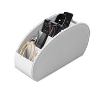 WIYETY Porte-télécommande blanc : organisateur de bureau en cuir synthétique avec 5 poches pour télécommandes, papeterie, cahiers, stylos