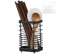 WIYETY Porte-Ustensiles De Cuisine en Acier Inoxydable: 1 Pièce Acier Inoxydable Résistant À La Rouille Organisateur de Comptoir Économiseur d'Espace, pour Cuisine (10x7.5x15cm Noir)