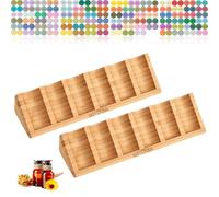 WIYETY Présentoir à huiles essentielles : 2 supports à 6 trous pour huiles essentielles, design triangulaire, support de rangement en bois, support de rangement pour la maison, le bureau, le spa, la