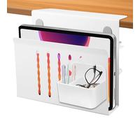 WIYETY Rangement latéral de bureau avec porte-stylo, support latéral pour PC, pour appareils d'une épaisseur < 4 cm, sans perçage, couche unique, noir, blanc