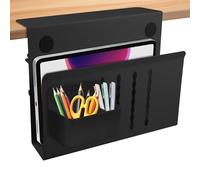 WIYETY Rangement latéral de bureau avec porte-stylo, support latéral pour PC, pour appareils d'une épaisseur < 4 cm, sans perçage, couche unique, noir, blanc