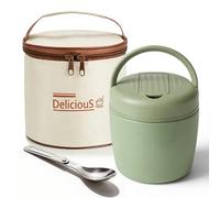 WIYETY Récipient isotherme pour aliments 1200 ml : récipient isotherme à double paroi en acier inoxydable avec couvercle anti-fuite pour bureau, école, extérieur (vert olive)