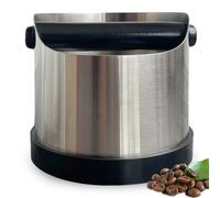 WIYETY Réservoir à taper 700 ml pour porte-filtre : récipient à marc de café en acier inoxydable avec barre en silicone amovible, boîte à expresso argentée pour machine à expresso, cadeau idéal pour