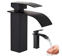 WIYETY Robinet de salle de bain noir : robinet cascade, robinets de lavabo, mitigeur de salle de bain pour eau chaude et froide, robinet de lavabo, robinet mitigeur, robinet monocommande