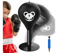 WIYETY Sac de Boxe de Bureau avec Ventouses Puissants, Balle de Boxe Anti-Stress pour Bureau, Balle de Boxe de Bureau, Cadeaux Amusants pour le Patron, les Collègues, les Amis (Noir, 17,7x40 cm)