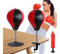 WIYETY Sac de frappe de bureau avec ventouses puissantes et pince de table - Soulage le stress - Pour bureau debout - Cadeau amusant pour les collègues de chef (noir/rouge)