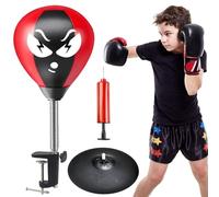 WIYETY Sac de frappe de bureau noir et rouge avec ventouses puissantes et pince de table, soulage le stress, punchball, bureau debout, cadeaux amusants pour les collègues de chef