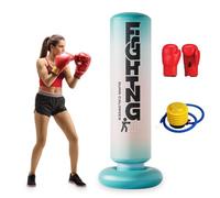 WIYETY Sac de frappe gonflable debout de 180 cm : sac de frappe avec base qui ne tombe pas, sac de frappe avec gants de boxe ET pompe pour l'entraînement de boxe des adolescents et des adultes aide à