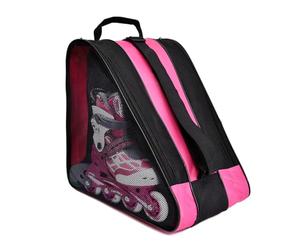 WIYETY Sac pour patins à roulettes, avec sangle de transport réglable, sac à patins à glace, pour hommes et femmes, noir et rose
