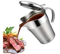 WIYETY Saucière thermique en acier inoxydable 450 ml : double isolation avec couvercle à charnière - Récipient à sauce isotherme avec anse pour dîner et fêtes - Passe au lave-vaisselle