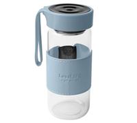 WIYETY Shaker à protéines en verre : Classic Loop Shaker avec 2 boules mélangeuses, sans BPA, petite bouteille de shaker en verre, anti-fuite, pour le fitness et les boissons protéinées, bleu