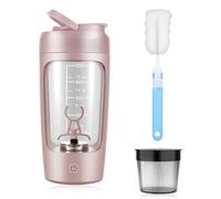 WIYETY Shaker électrique avec compartiment à poudre : 650 ml, mixeur automatique de protéines avec brosse, shaker à protéines USB-C rechargeable, mixeur de protéines pour le sport et le fitness, rose