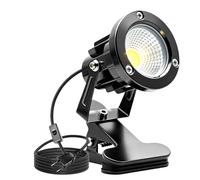 WIYETY Spot LED à pince : boîtier en aluminium, lampe de jardin étanche IP65 avec prise de 1,8 m et interrupteur, éclairage de jardin pour intérieur et extérieur, cour, pelouse (blanc chaud)