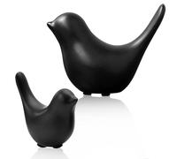 WIYETY Statue d'oiseau Figurines d'oiseau : 2 pièces Décoration d'oiseau en céramique Sculptures d'animaux modernes Oiseaux Porcelaine pour décoration Ornements Salon Chambre Bureau Armoires (Noir)