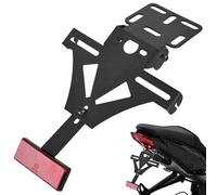 WIYETY Support de plaque d'immatriculation de moto : support de plaque d'immatriculation universel réglable, support de licence avec éclairage de plaque minéralogique pour la plupart des modèles de