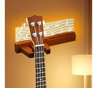 WIYETY Support mural pour guitare: 1 pièce support en bois pour guitare avec éclairage LED, fonctionnel et élégant, pour guitare acoustique-guitare électrique-basse-ukulélé (29 x 12,9 x 9,5 cm)