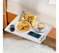 WIYETY Table de chevet blanche Étagère suspendue : table de chevet à suspendre, table de chevet à accrocher au lit, clip d'étagère de chevet, plateau de lit flottant, plateau de chevet étagère de