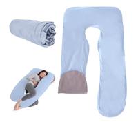 WIYETY Taie d'oreiller de Grossesse en Forme de U : 140 x 80 cm Housse de Coussin de positionnement latéral Coton Coussin de Corps Amovible Housse de Remplacement pour Coussin d'allaitement Adulte,