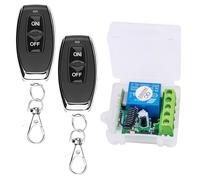 WIYETY Télécommande sans fil 12 V : relais sans fil, 433 MHz, interrupteur sans fil avec 2 émetteurs, contacts libres de potentiel, contrôleur de relais pour portes de garage