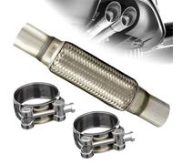 WIYETY Tuyau flexible d'échappement ondulé en acier inoxydable : tuyau flexible universel avec 2 colliers de montage en acier inoxydable, montage sans soudage, tuyau ondulé tuyau en Y tuyau flexible
