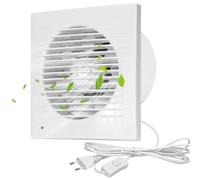 WIYETY Ventilateur mural de salle de bain 100 mm : 100 mm, montage mural, avec interrupteur, fonctionnement silencieux, ventilateur d'extraction d'air pour cuisine, salle de bain, fenêtre de loft et
