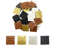 WiYould Lot de 40 étiquettes en simili-cuir, étiquettes en faux cuir à coudre à la main, étiquettes embossées faites à la main, embellissement pour crochet, tricot, jeans, sacs, chaussures, chapeau