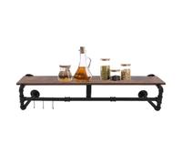 Wiyuer Porte-manteau mural avec étagère murale de style industriel tubulaire Étagère de cuisine avec quatre socles pour vêtements vestes chapeaux rangement 100 x 25 x 22 cm Noir