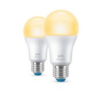 Pack 2 Ampoules LED Intelligentes WiFi + Bluetooth E27 A60 Dimmable WiZ 8W 2700K Blanc chaud