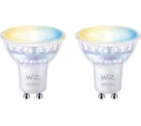 WiZ 8720169076709 LED CEE F (A - G) GU10 réflecteur 4.7 W de blanc chaud à blanc froid commandé par appli mobile 2 pc(s)