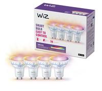 WiZ Ampoule en verre LED intelligente GU10 - Remplacement GU10 50W, 16 millions de couleurs, Wi-Fi/Bluetooth, contrôle vocal/application, fonctionne avec Google Home, Alexa et HomeKit, pack de 4