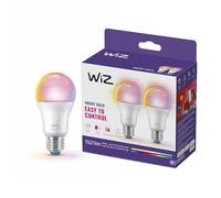 WiZ Ampoule LED connectée A60, Blanc ajustable et Multicolore, Culot E27, Équivalent 100 W, 2200-6500 K, 1521 lumens, Intensité réglable, Compatible Alexa, Google Assistant et Apple HomeKit, pack de 2