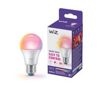 WiZ Ampoule LED connectée A60, Multicolore et Blanc personnalisable, Culot E27, Équivalent 60 W, 2200-6500 K, 806 lumens, Intensité réglable, Compatible Alexa, Google Assistant, Apple Home, pack de 1