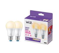 WiZ ampoule LED Connectée Wi-Fi à intensité variable E27, Blanc Chaud, équivalent 60W, 806 lumen, lot de 2, fonctionne avec Alexa, Google Assistant et Apple HomeKit