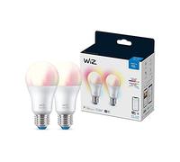 WiZ, ampoule LED connectée Wi-Fi couleur E27, équivalent 60W, 806 lumen, lot de 2, fonctionne avec Alexa, Google Assistant et Apple HomeKit