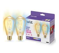 WiZ ampoule LED connectée Wi-Fi nuances de blanc E27, format Edison, équivalent 50W, 640 lumen, lot de 2, fonctionne avec Alexa, Google Assistant et Apple HomeKit