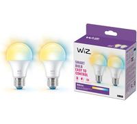 WiZ Ampoule LED intelligente, 60W, nuances de blanc, Wi-Fi/Bluetooth, commande vocale/application, fonctionne avec Google Home, Alexa et HomeKit, paquet de 2
