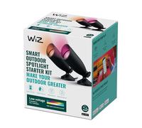 WiZ, pack de 2 spots extérieurs Wi-Fi, couleur, IP67, fonctionne avec Alexa, Google Assistant et Apple HomeKit, noir, alimentation incluse