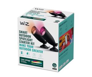 WiZ, pack de 2 spots extérieurs Wi-Fi, couleur, IP67, fonctionne avec Alexa, Google Assistant et Apple HomeKit, noir, alimentation incluse